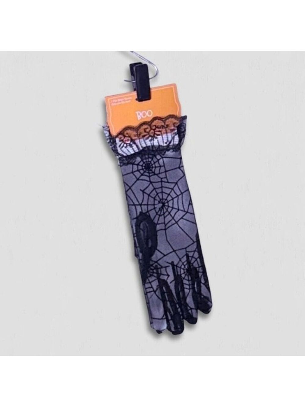 BOO Halloween Black Lace Spiderweb Gloves